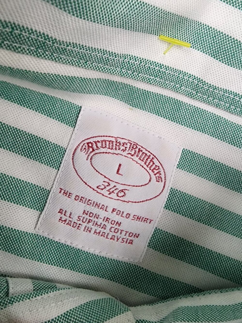 Brooks Brothers Button Down Shirt Mens Large L Green Oxford 100% Supima Stripe - Picture 5 of 7